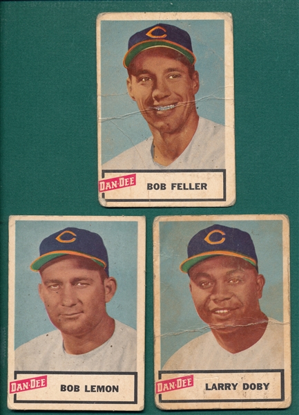 1954 Dan-Dee Lemon, Doby & Feller, Lot of (3)