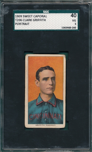 1909-1911 T206 Griffith, Portrait, Sweet Caporal Cigarettes SGC 40