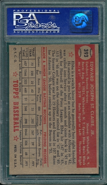 1952 Topps #393 Ebba St. Claire PSA 7 *Hi #*