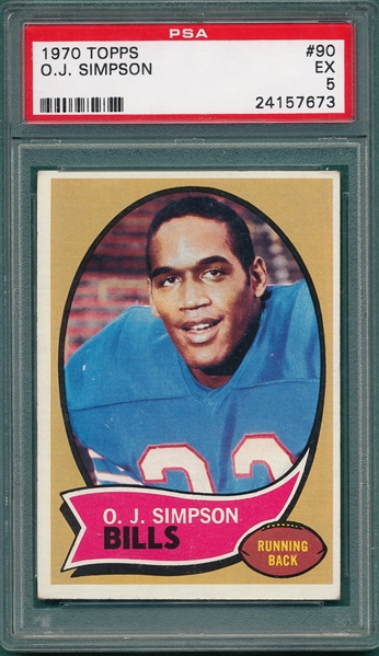 1970 Topps FB #90 O. J. Simpson PSA 5 *Rookie*