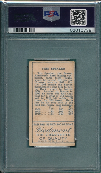 1911 T205 Speaker Piedmont Cigarettes PSA 4