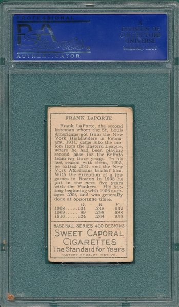 1911 T205 LaPorte Sweet Caporal Cigarettes PSA 4
