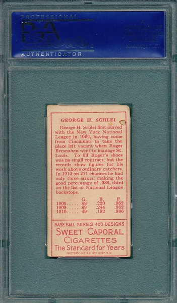 1911 T205 Schlei Sweet Caporal Cigarettes PSA 4