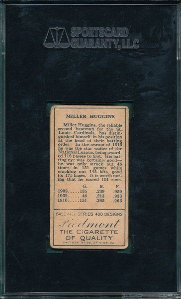 1911 T205 Huggins Piedmont Cigarettes SGC 40