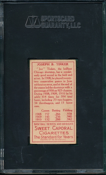 1911 T205 Tinker Sweet Caporal Cigarettes SGC 50