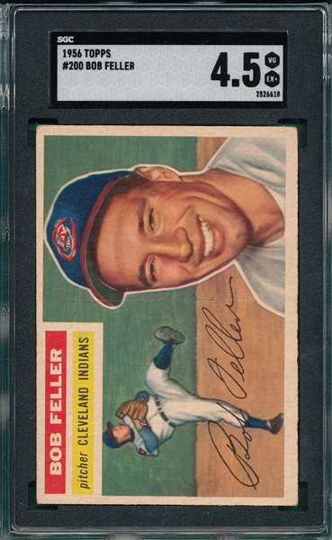 1956 Topps #200 Bob Feller SGC 4.5 