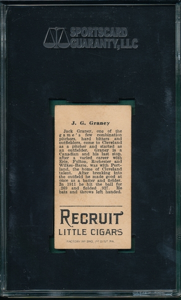 1912 T207 Graney Recruit Little Cigars SGC 60
