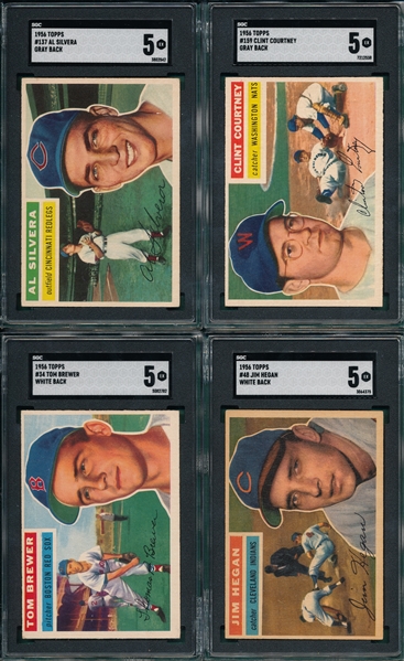 1956 Topps Lot of (12) W/ #34 Brewer SGC 5