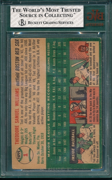 1954 Topps #1 Ted Williams BVG 5 