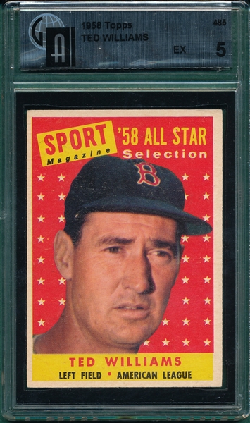 1958 Topps #485 Ted Williams, AS, GAI 5