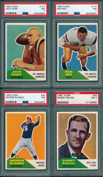 1960 Fleer Football Complete Set (132) W/ #124 Jack Kemp, Rookie, PSA 7