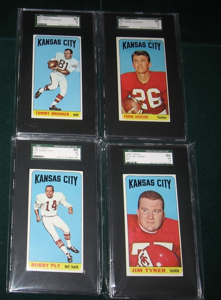 1965 Topps FB Lot of (7) Chiefs W/ #94 Buchahan & #99 Dawson, SGC 60