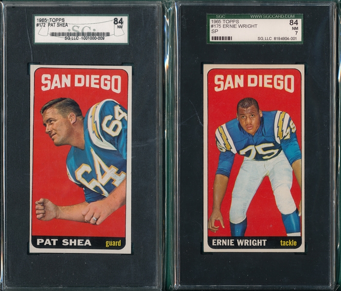 1965 Topps FB Lot of (4) Chargers W/ #154 Allen SGC 84