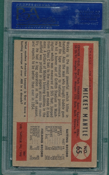 1954 Bowman #65 Mickey Mantle PSA 4
