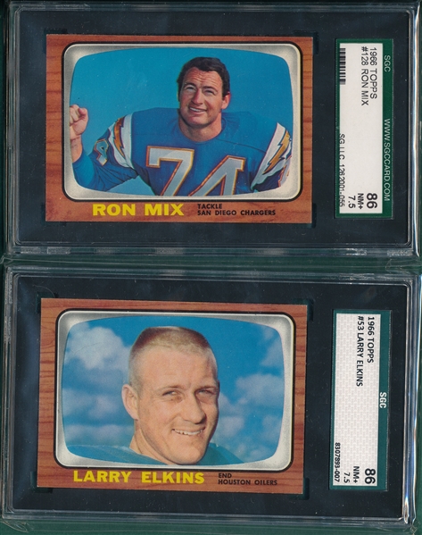 1966 Topps FB Lot of (6) W/ #126 Ron Mix SGC 86