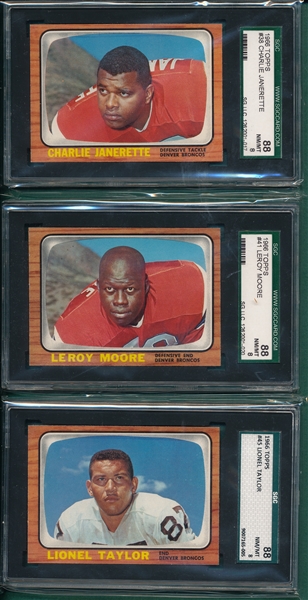 1966 Topps FB Lot of (5) W/ #32 Gilcrist SGC 88