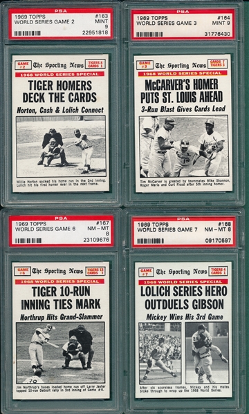 1969 Topps World Series Complete Subset, Lot of (8), W/ PSA 9