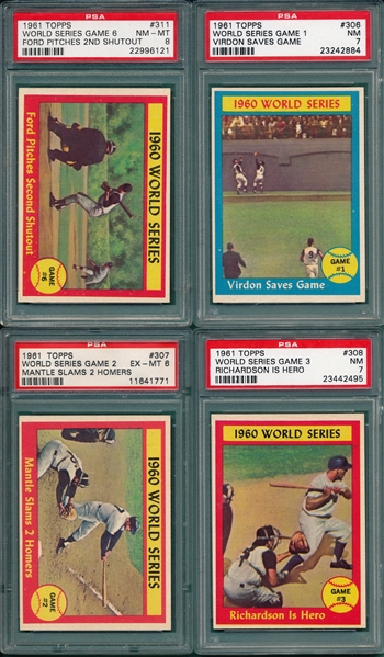 1961 Topps World Series Complete Subset, Lot of (8), W/ PSA 8