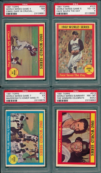 1961 Topps World Series Complete Subset, Lot of (8), W/ PSA 8