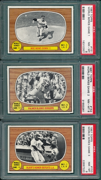 1967 Topps World Series Complete Subset, Lot of (5), W/ PSA 8s