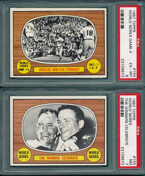1967 Topps World Series Complete Subset, Lot of (5), W/ PSA 8s