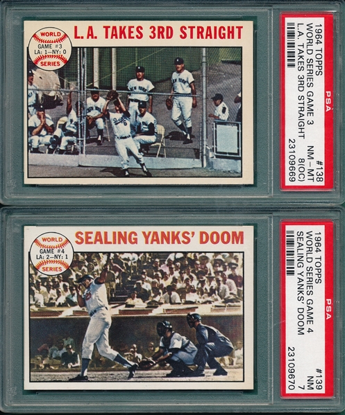 1964 Topps World Series Complete Subset, Lot of (5), W/ PSA 8s
