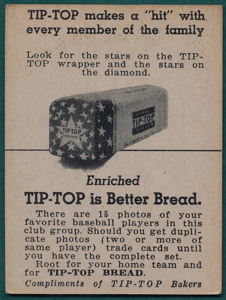 1947 Tip-Top Bread Joe Hatten