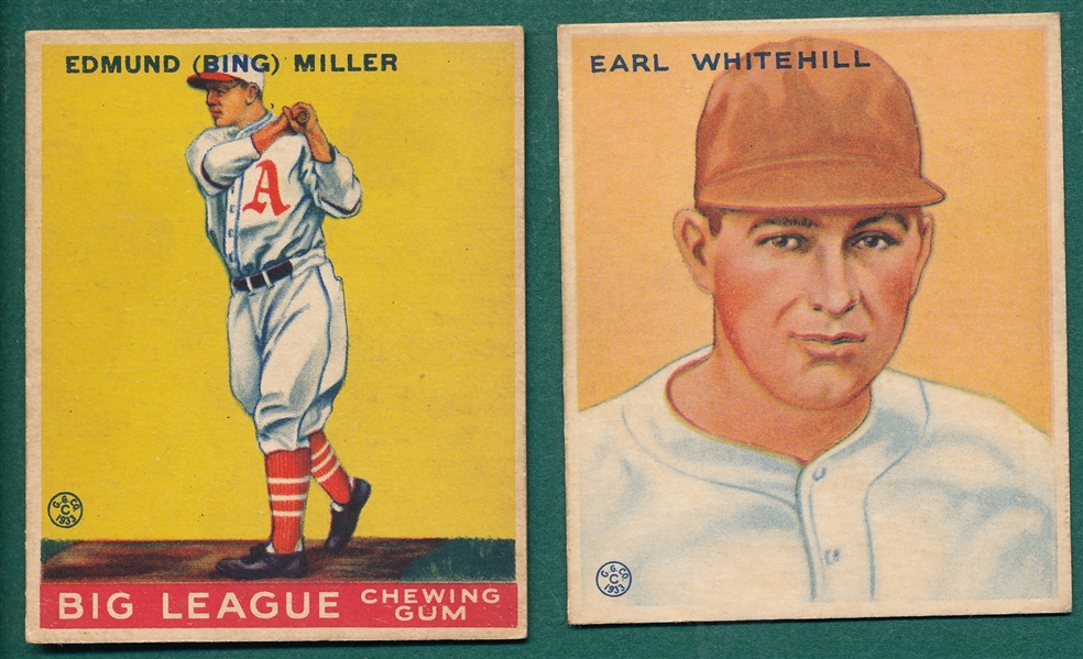 1933 Goudey #59 Miller & #124 Whitehill, Lot of (2)