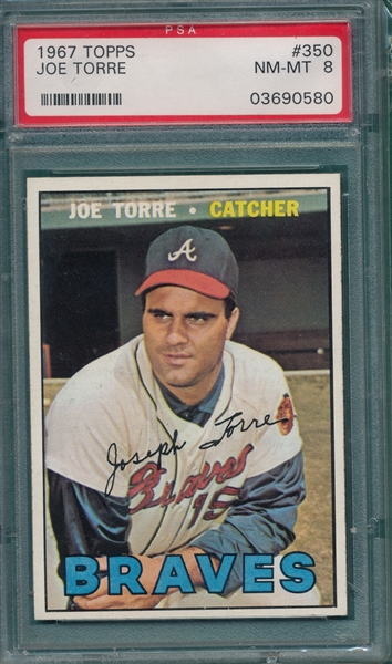 1967 Topps #350 Joe Torre PSA 8
