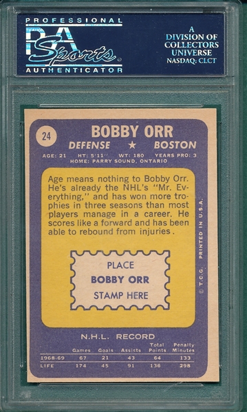 1969 Topps HCKY #24 Bobby Orr PSA 8