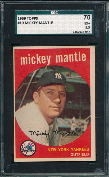 1959 Topps #10 Mickey Mantle SGC 70