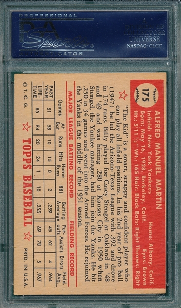 1952 Topps #175 Billy Martin PSA 6