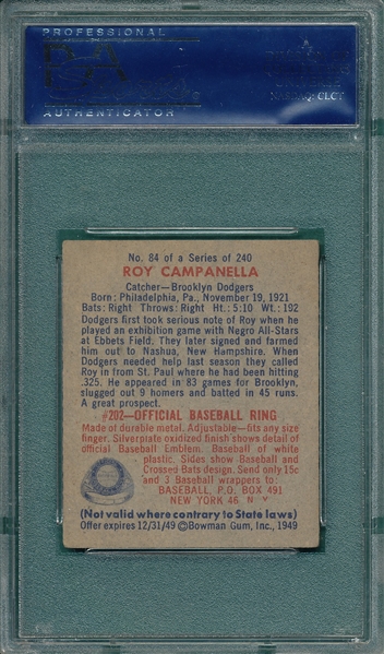 1949 Bowman #84 Roy Campanella PSA 5 *Rookie*