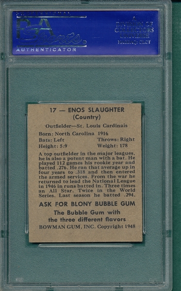 1948 Bowman #17 Enos Slaughter PSA 5 *Rookie*