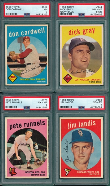 1959 Topps Lot of (6) W/ #315 Adcock PSA 7