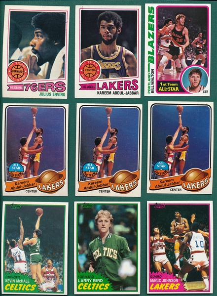 1977-81 Topps BSKT Lot of (885) W/ Erving, Abdul-Jabbar, McHale, Rookie, Bird & Magic