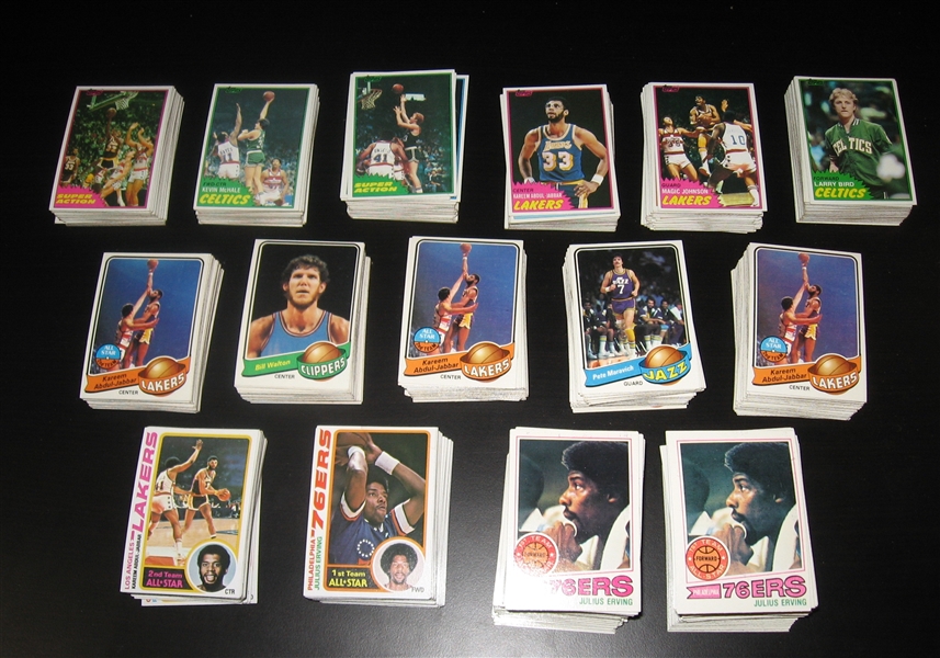 1977-81 Topps BSKT Lot of (885) W/ Erving, Abdul-Jabbar, McHale, Rookie, Bird & Magic
