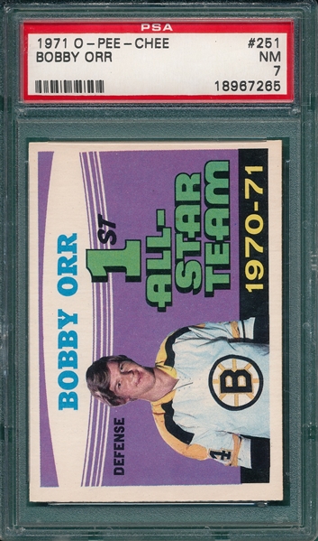 1971 O-Pee-Chee #251 Bobby Orr, All-Star, PSA 7