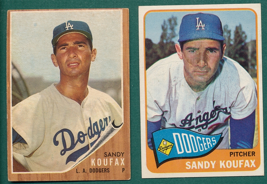 1962/65 Topps Sandy Koufax, Lot of (2)