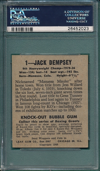 1948 Leaf Boxing #1 Jack Dempsey PSA 5