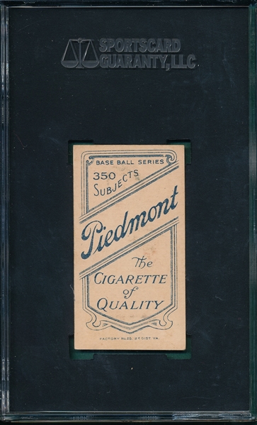 1909-1911 T206 Christy Mathewson, Dark Cap, Piedmont Cigarettes SGC 70