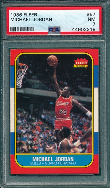 1986 Fleer BSKT #57 Michael Jordan PSA 7 *Rookie*