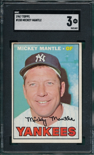 1967 Topps #150 Mickey Mantle SGC 3