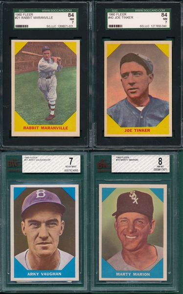 1960 Fleer Baseball Greats Lot of (4) W/ Tinker BVG & SGC 