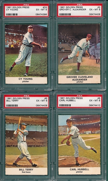 1961 Golden Press Lot of (8) W/ #33 Cy Young PSA