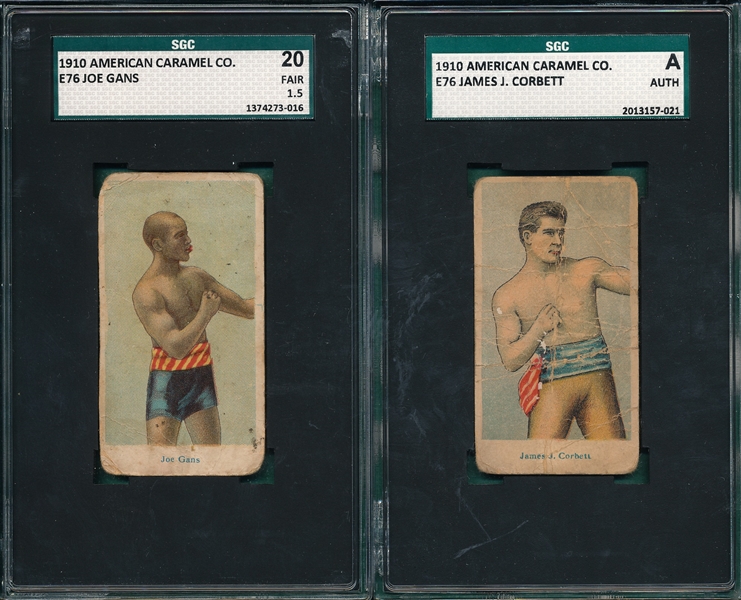 1910 E76 Boxing Gans & Corbett, American Caramel Co., Lot of (2), SGC