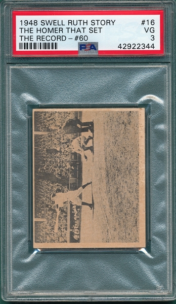 1948 Swell Babe Ruth Story #16 The Homer That Set the Record, PSA 3