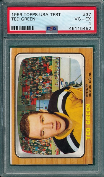 1966 Topps HCKY USA Test #37 Ted Green PSA 4