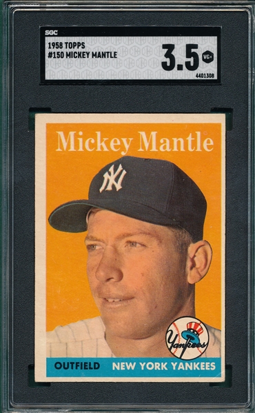 1958 Topps #150 Mickey Mantle SGC 3.5