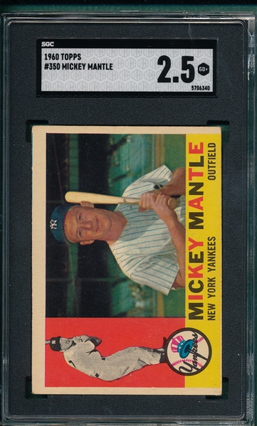 1960 Topps #350 Mickey Mantle SGC 2.5